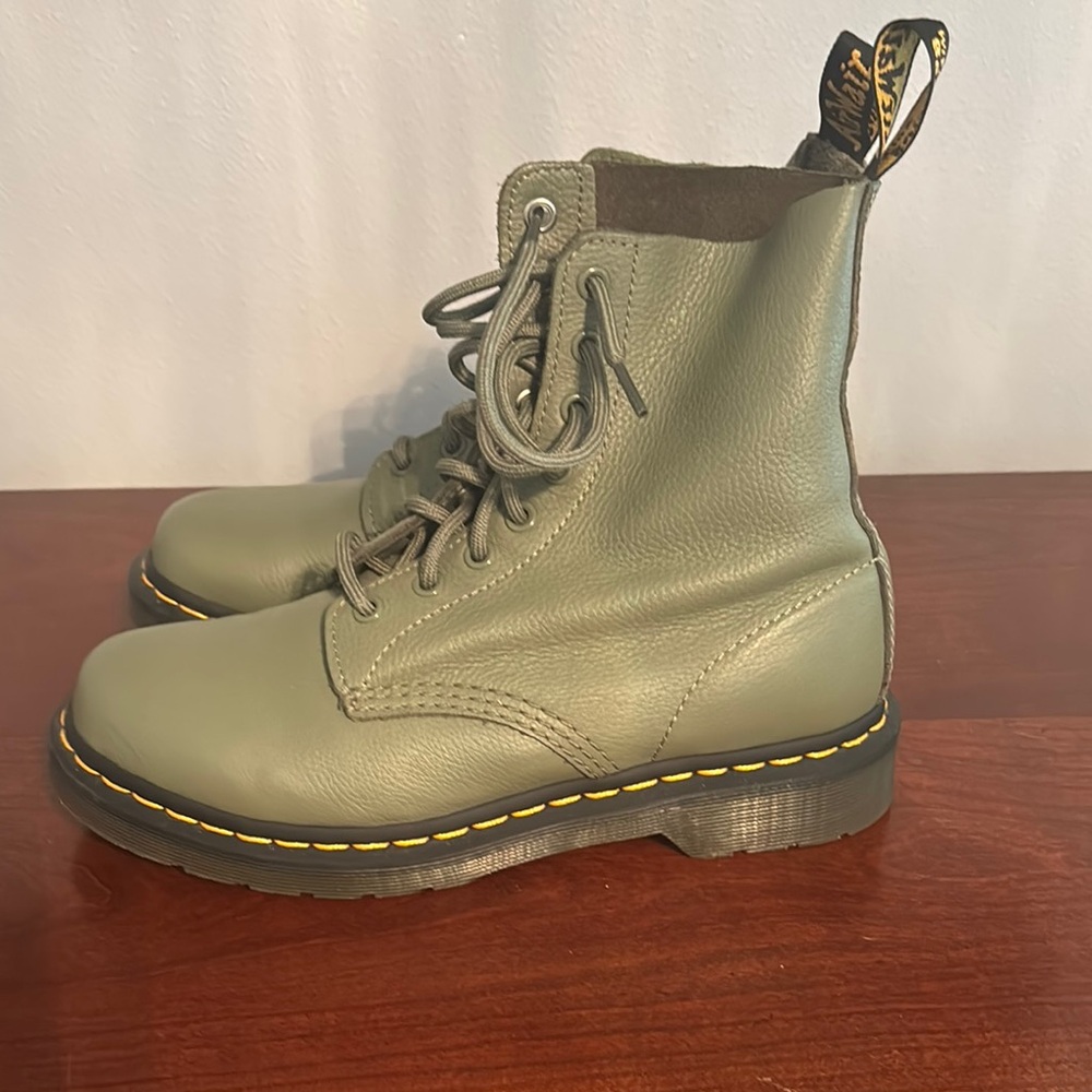 Dr. Martens Olive Leather Boots